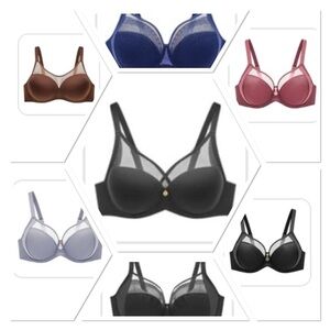 LOT of 12 Chic Black Mesh Women's Bras